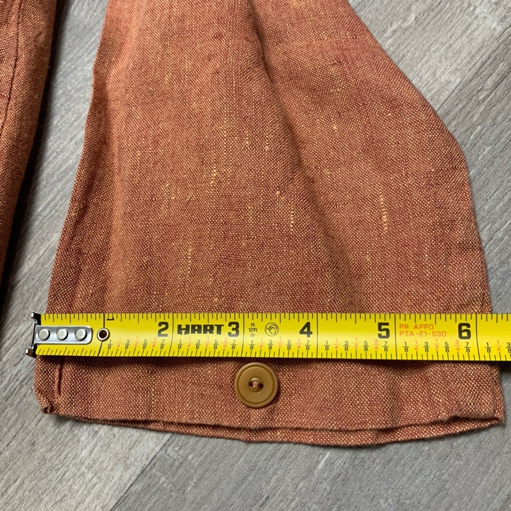Flax Shirt Women's Orange 100% Linen Button Tunic Minimalist Lagenlook - Size M - Picture 12 of 16